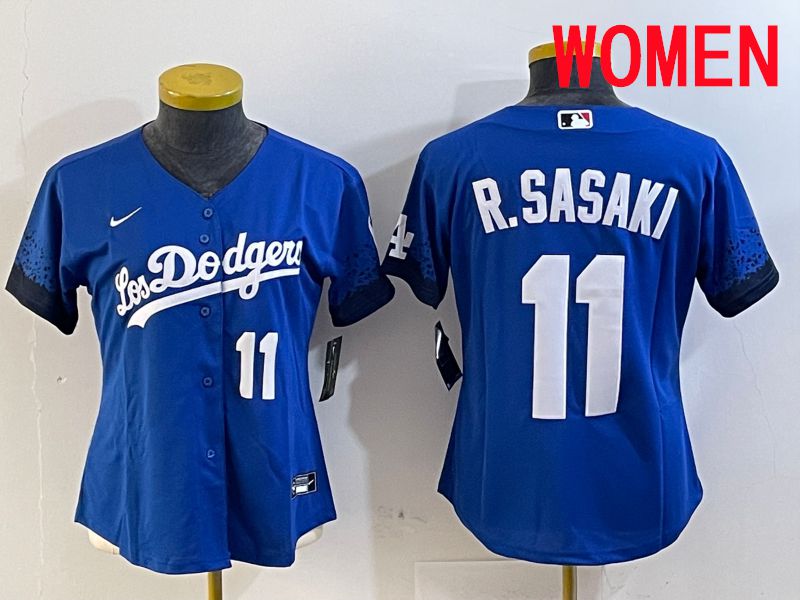 Women Los Angeles Dodgers #11 R.Sasaki Blue City Edition Game 2025 Nike MLB Jersey style 3